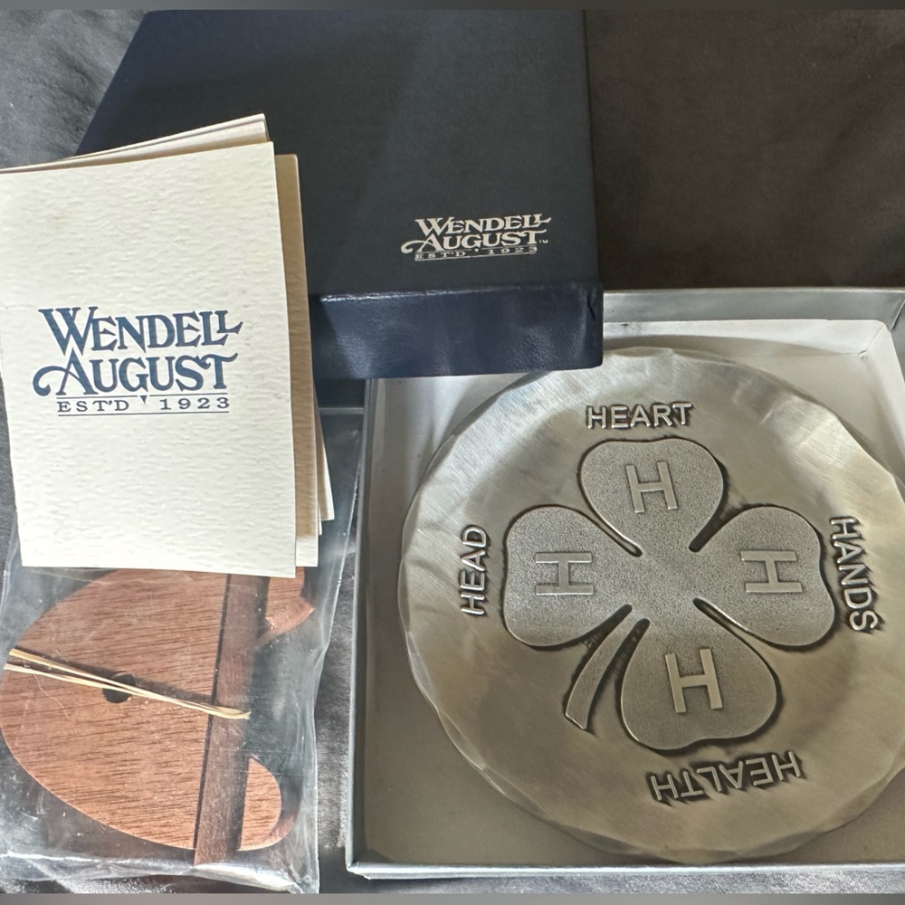 1/$25 or 2/$40~ Wendell August Hand Crafted 4H Four-Leaf Clover Trinket w/Stand